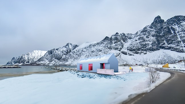 Illustrasjon av det nye servicebygget på Ersfjordstrada. 