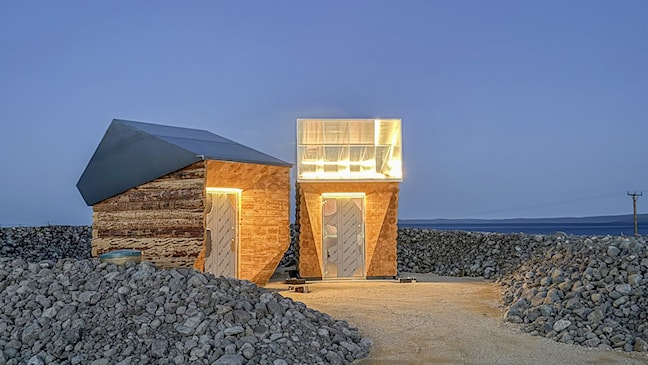 Two toilet buildings.