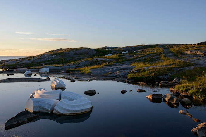 Kunstinstallasjonen Columna Transatlantica ved Vevang.