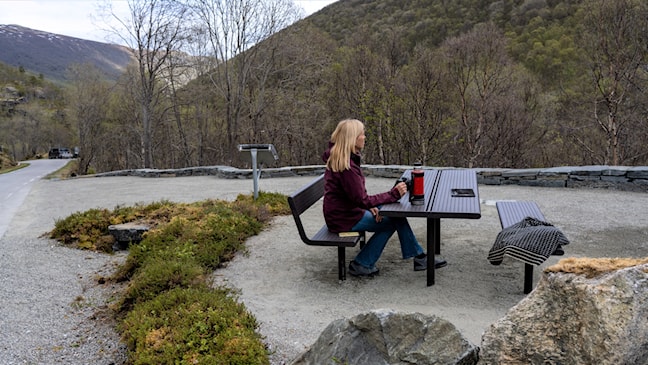 Sluppen rasteplass, Nasjonal turistveg Aurlandsfjellet. 